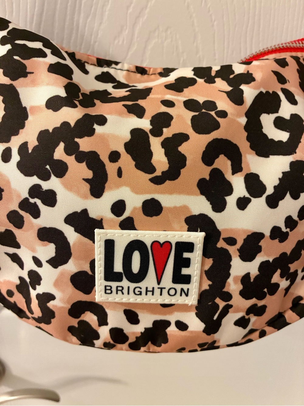 Brighton LOVE Collection Spotted Love Leopard Print Swing Crossbody Bag NWT